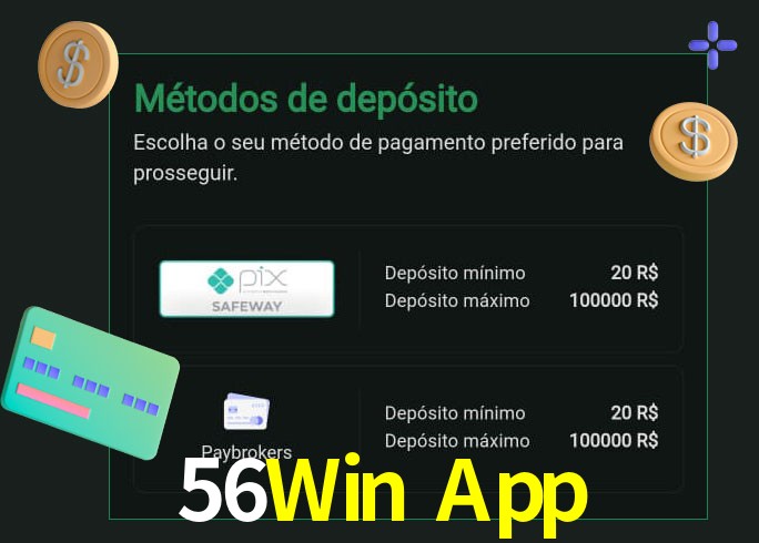 O cassino 56Win App oferece uma grande variedade de métodos de pagamento
